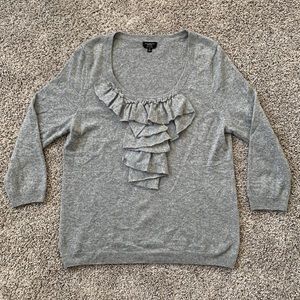 Talbots Pure 100% Cashmere Sweater with Ruffle and Scoop Neck